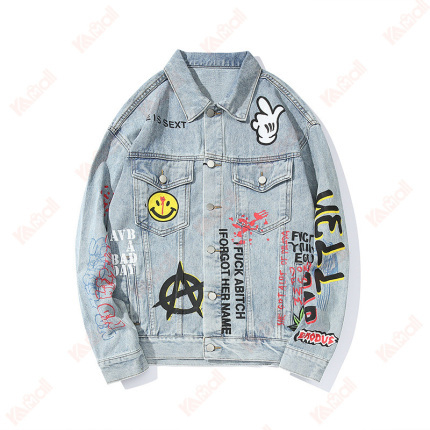 men best denim graffiti jacket